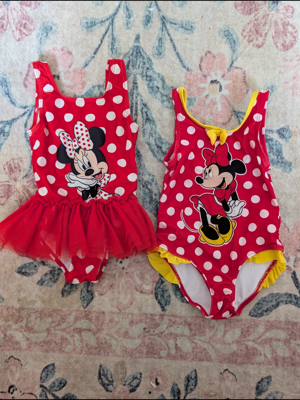 $ Lot Of 2 Disney 4T Red Polka Dot Minnie Mouse Girls One-Piece Swimwear